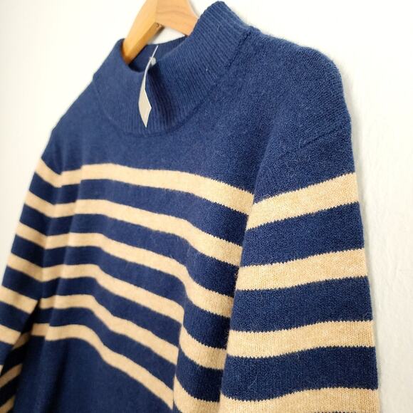 NEW J. Crew Chunky Cropped Stripe Sweater Wool Alpaca Blend Natural Heather XS - Picture 4 of 11